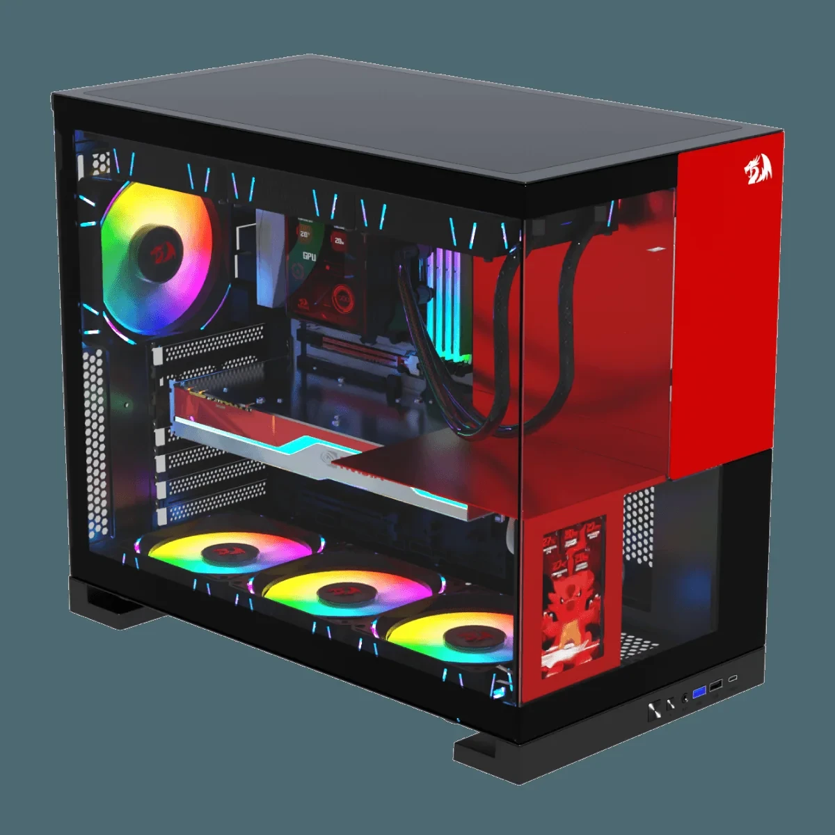 Gabinete Gamer Redragon Eternal PRO S/fan Preto E Vermelho CA-613BR