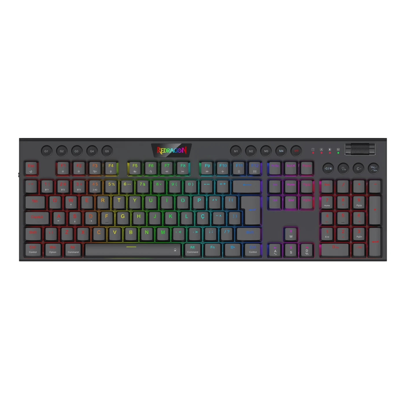 Teclado Mecânico Gamer Redragon Horus PRO RGB Preto Switch Marrom