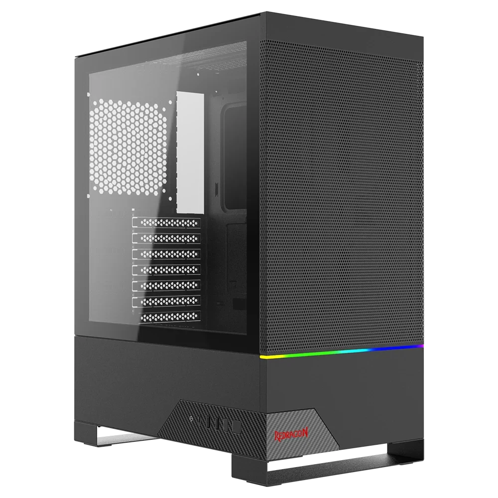Gabinete Gamer Redragon Carbon Sem Fan Preto CA-610B