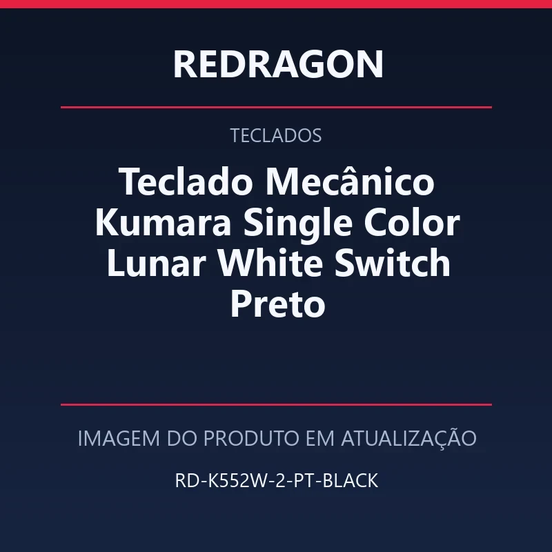 Foto em atualização para Teclado Mecânico Kumara Single Color Lunar White Switch Preto