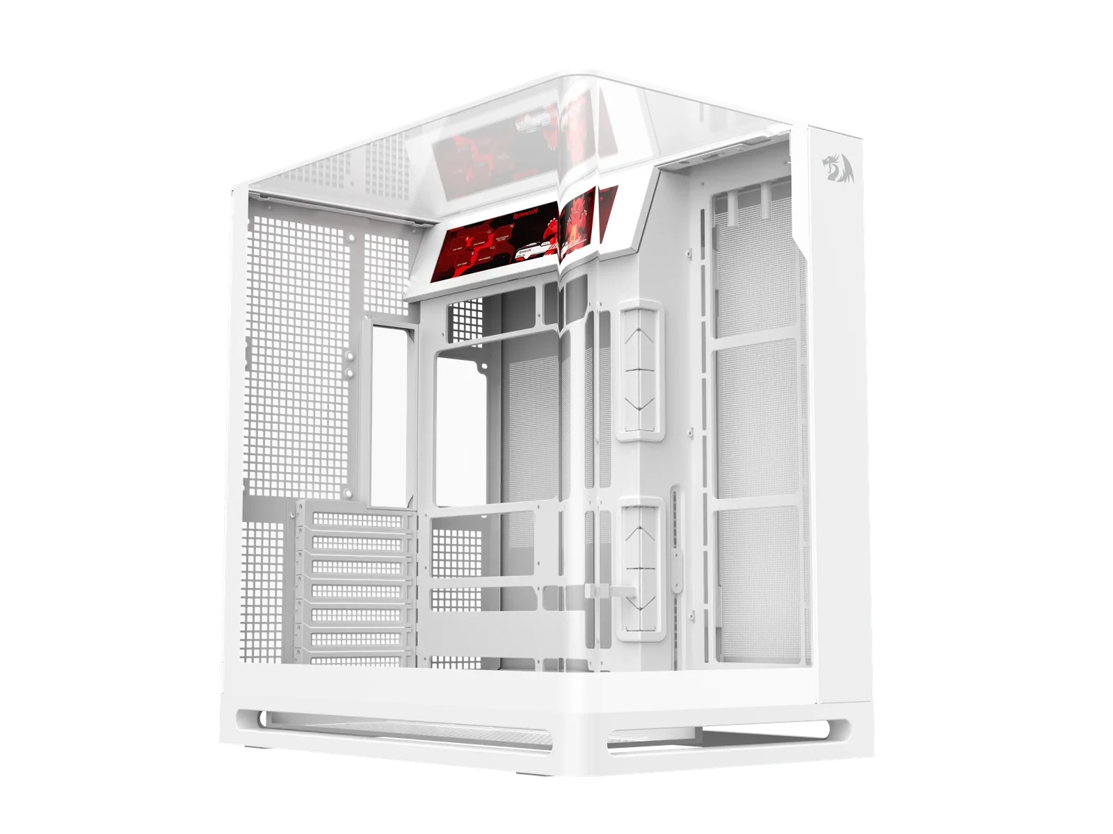 Gabinete Redragon Wideview PRO Curvo C/ Tela Lcd Branco (s/ Fan) - GC-631W