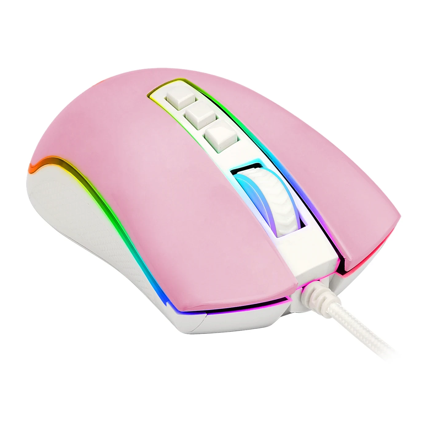 Mouse Gamer Cobra RGB Rosa Com Branco