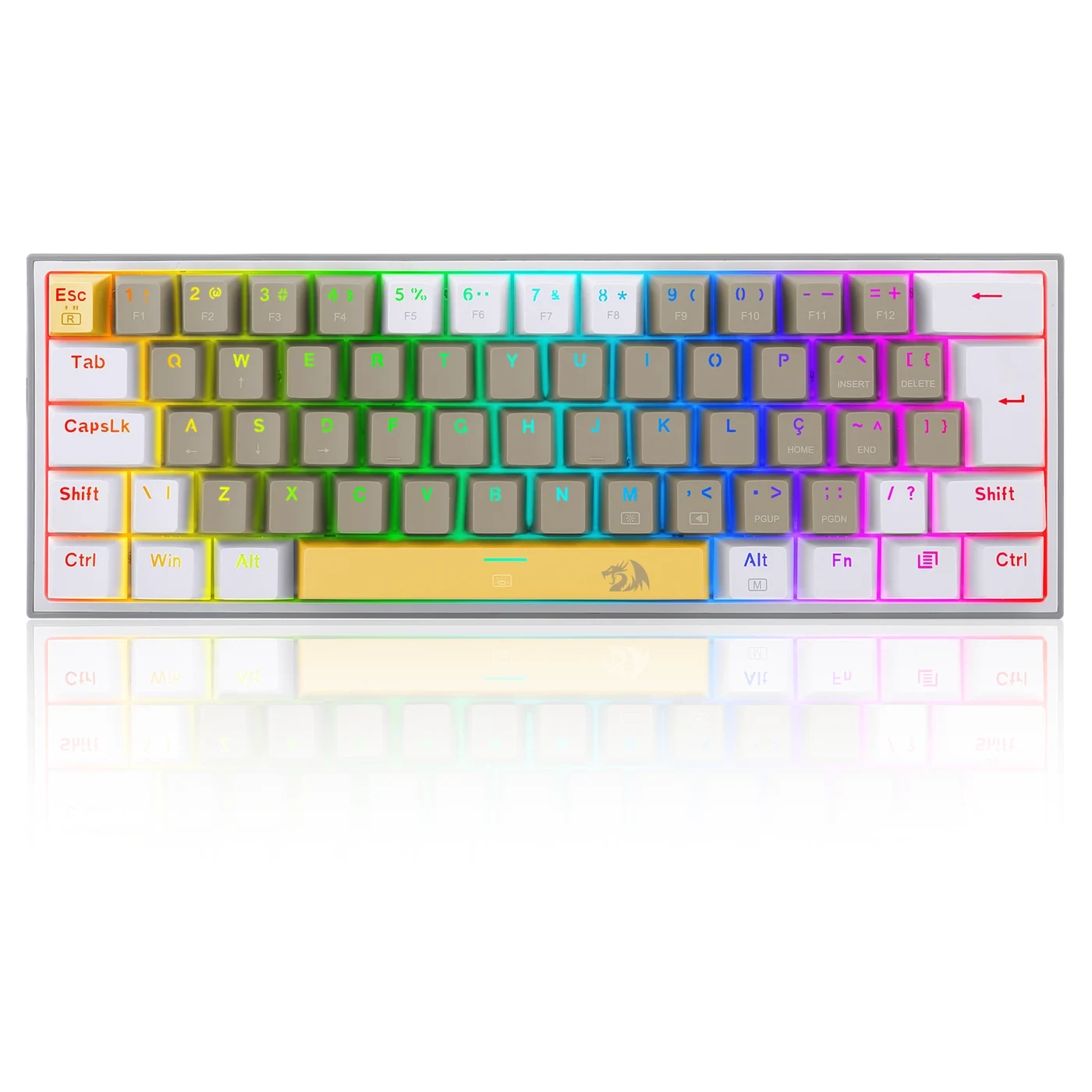Teclado Mecânico Gamer Fizz RGB Amarelo Cinza E Branco Switch Marrom K617RGB-YL Gy Wt (pt-brown)