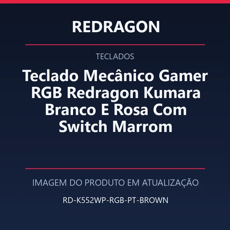 Foto em atualização para Teclado Mecânico Gamer RGB Redragon Kumara Branco E Rosa Com Switch Marrom
