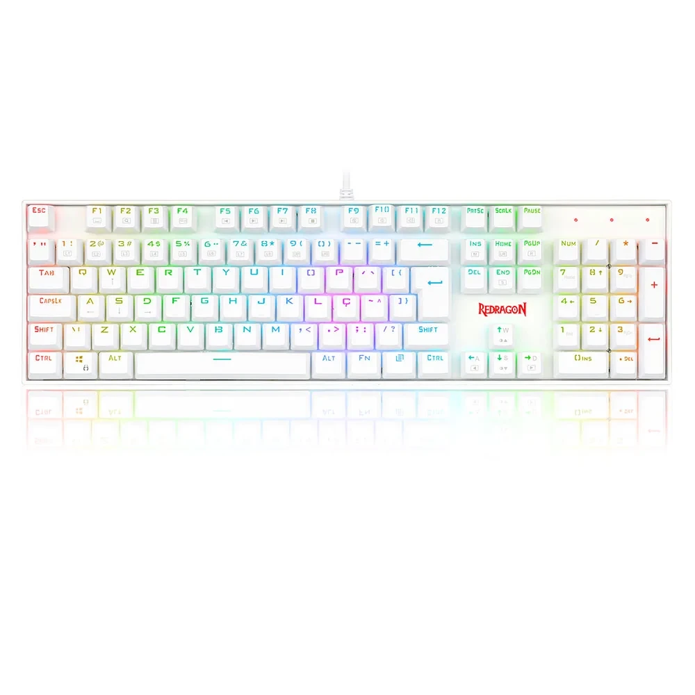 Teclado Mecânico Mitra RGB Branco Switch Azul