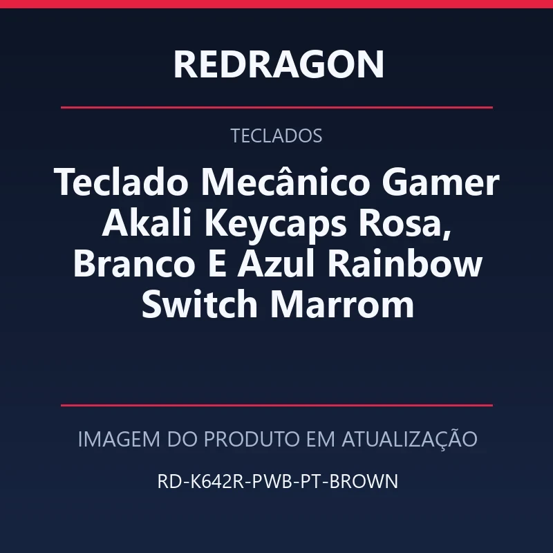 Foto em atualização para Teclado Mecânico Gamer Akali Keycaps Rosa, Branco E Azul Rainbow Switch Marrom