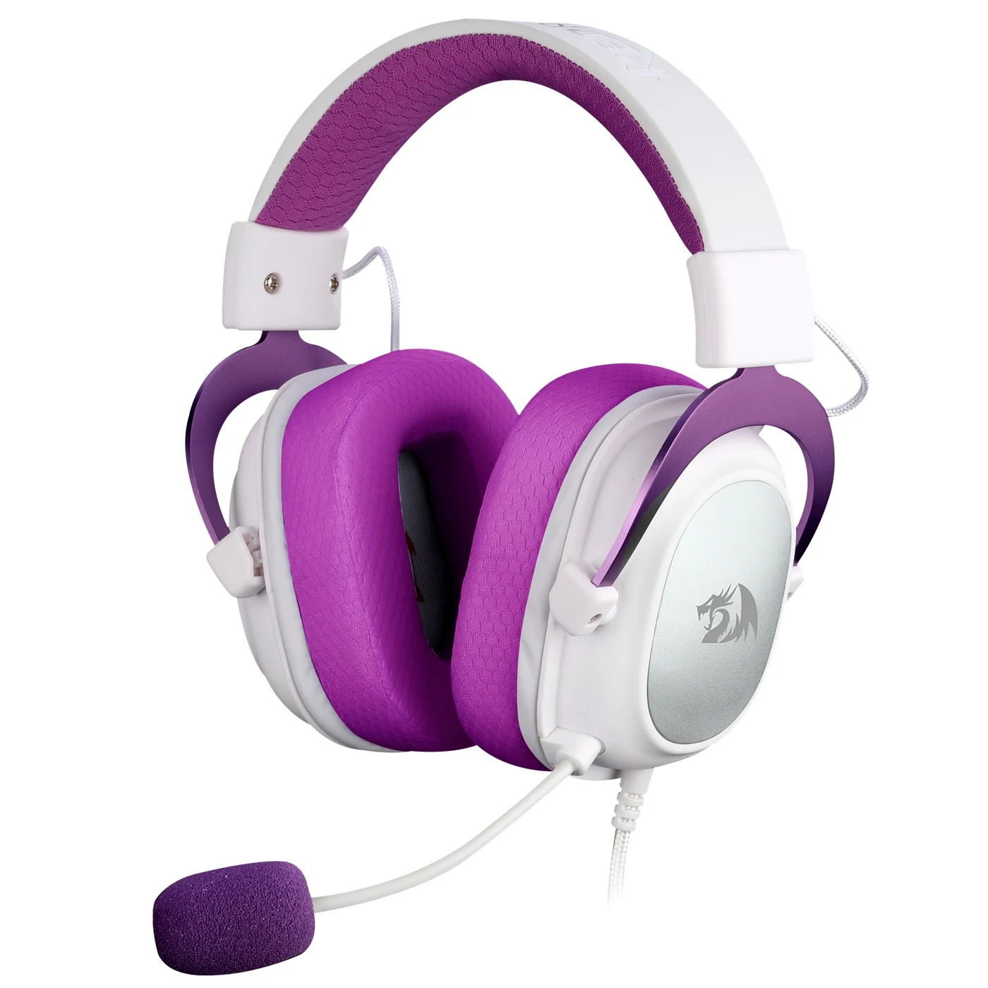 Headset Gamer Hero Branco Com Roxo