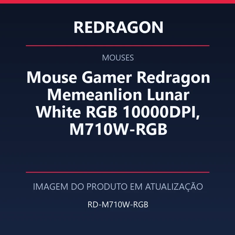 Foto em atualização para Mouse Gamer Redragon Memeanlion Lunar White RGB 10000DPI, M710W-RGB