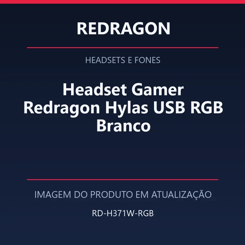 Foto em atualização para Headset Gamer Redragon Hylas USB RGB Branco