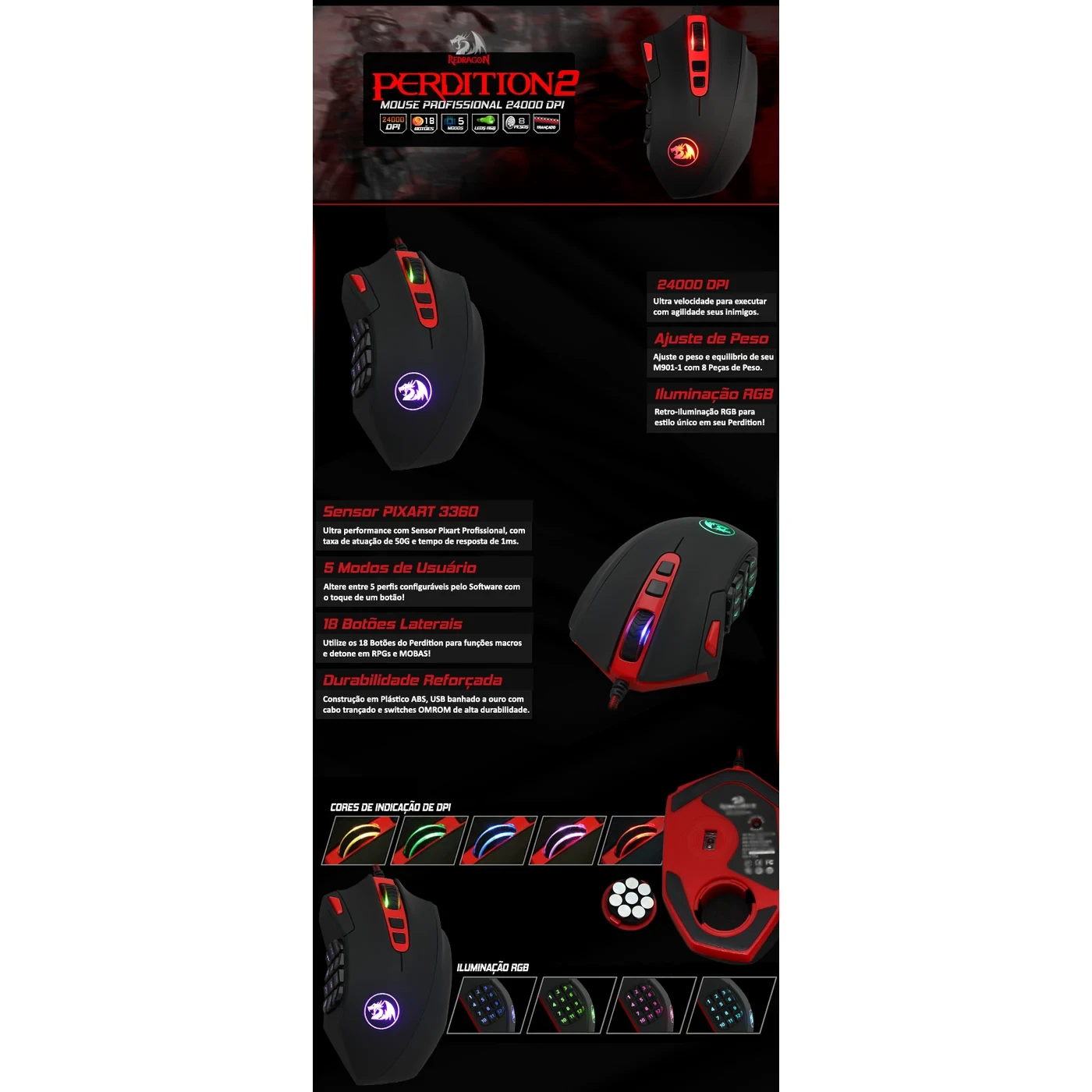 Mouse Perdition 2 RGB Preto