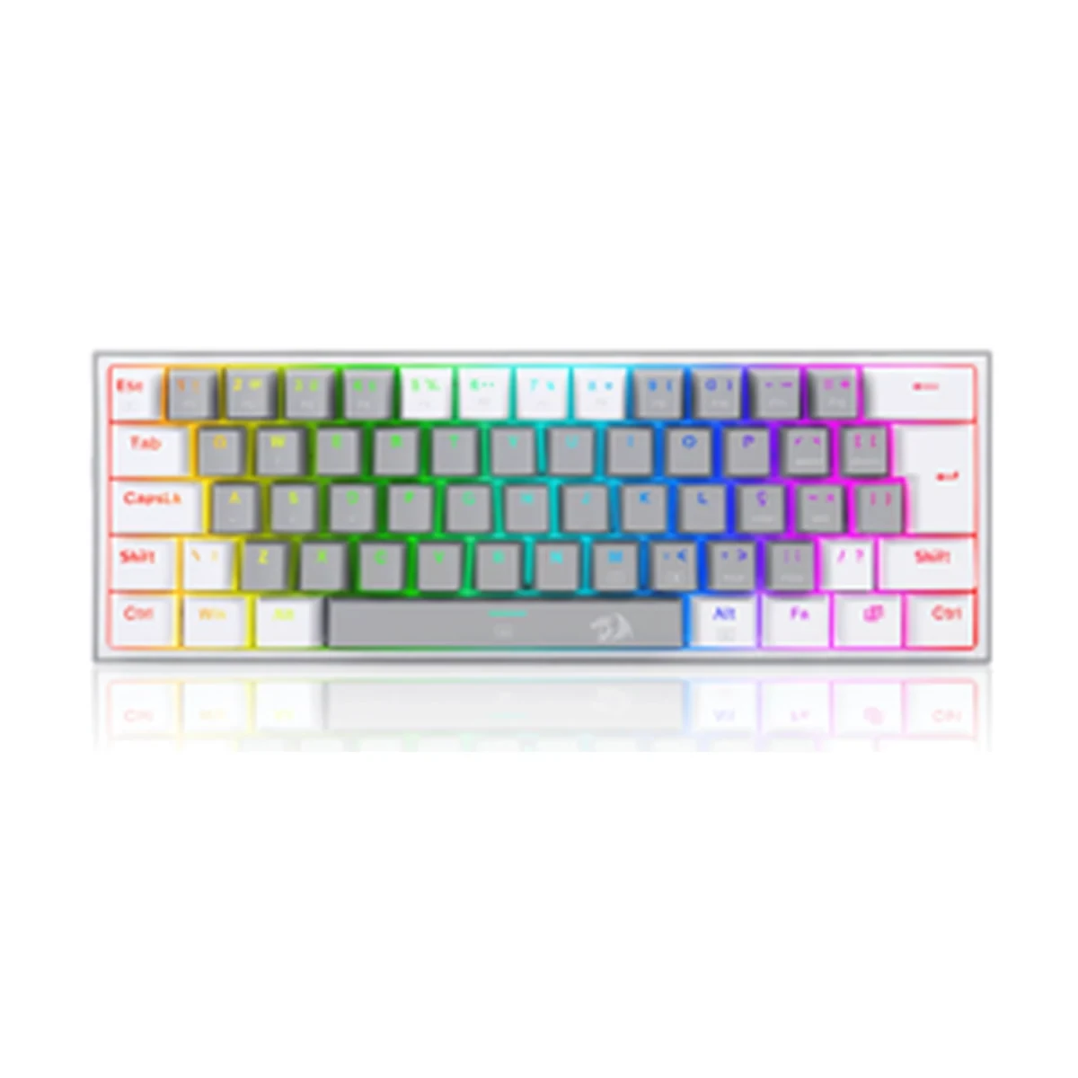 Teclado Mecânico Gamer Fizz RGB Cinza E Branco Switch Azul