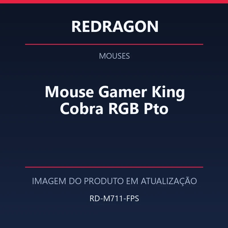 Foto em atualização para Mouse Gamer King Cobra RGB Pto