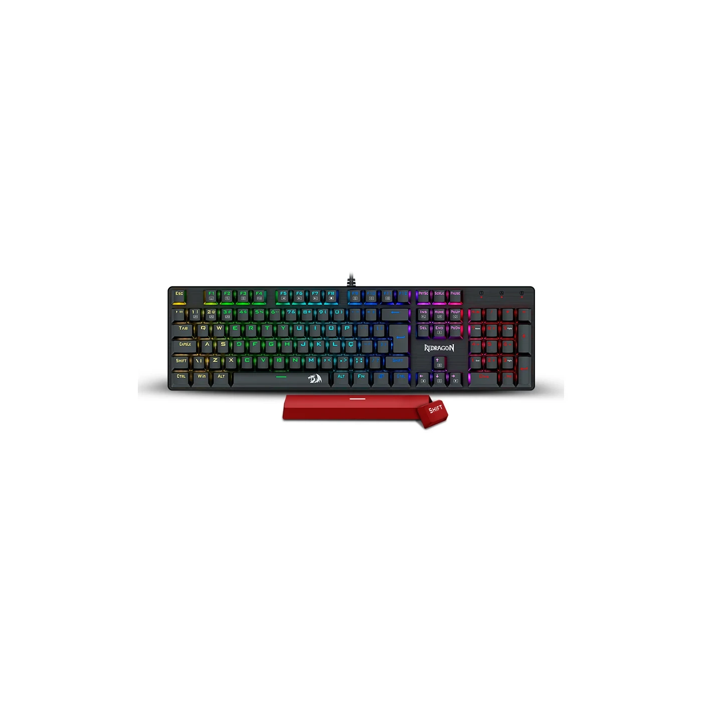 Teclado Mecânico Gamer Redragon Sindri Rainbow Preto