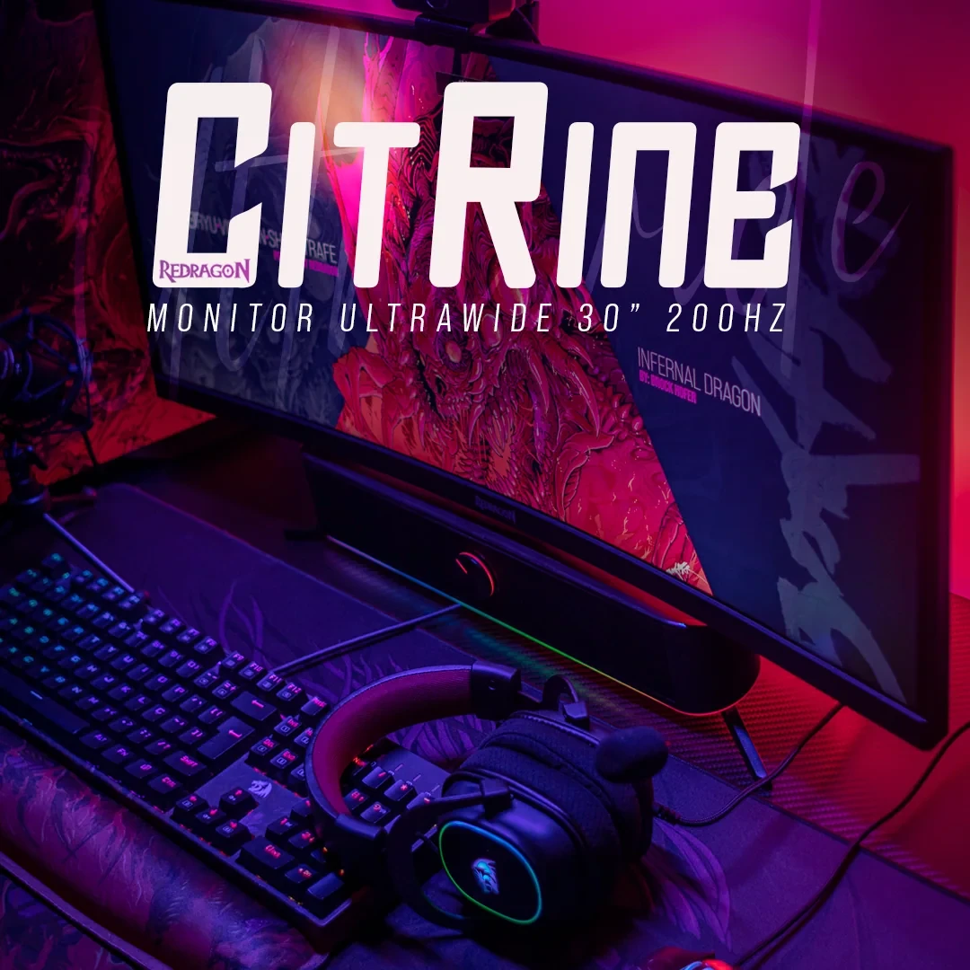 Monitor Gamer Redragon Citrine 30 Pol 200HZ Tela Curva
