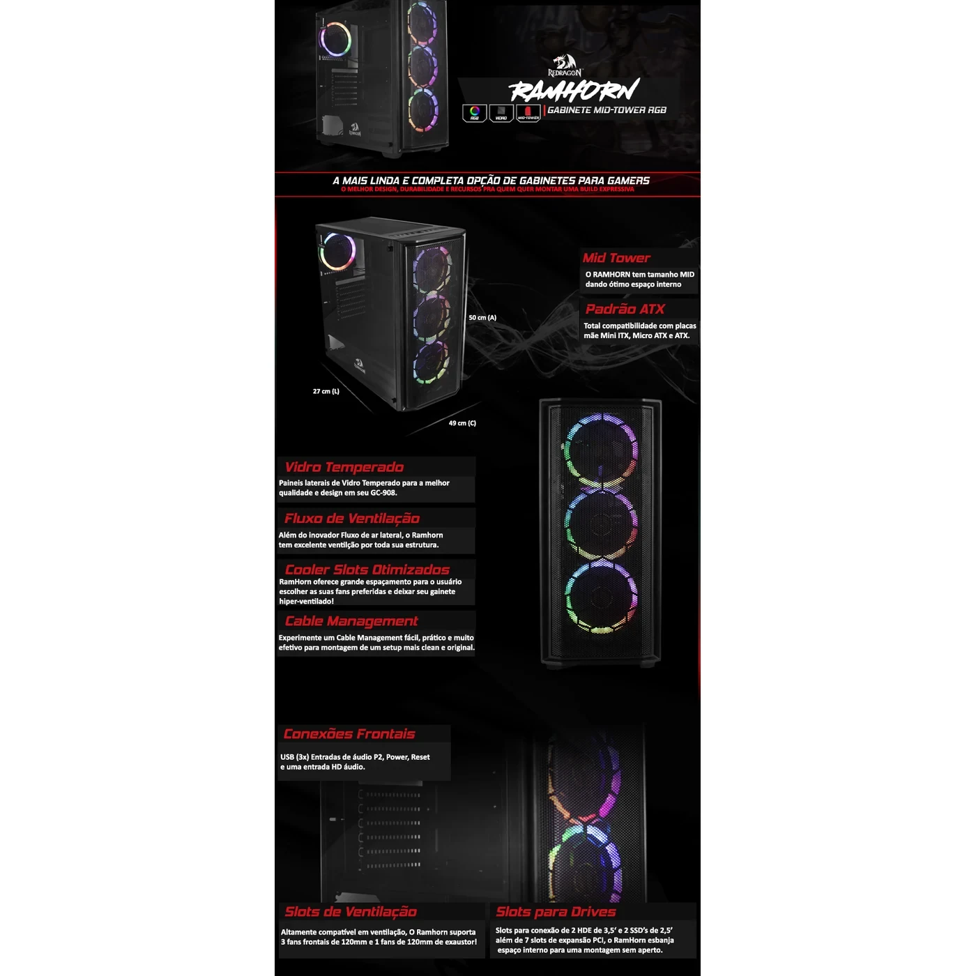 Gabinete Ramhorn Preto GC-908