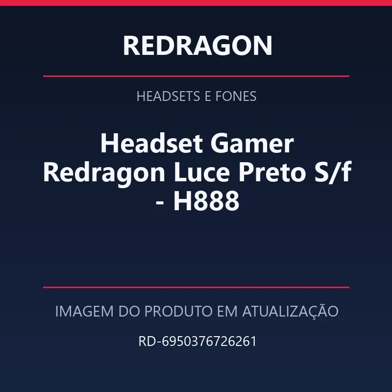 Foto em atualização para Headset Gamer Redragon Luce Preto S/f - H888