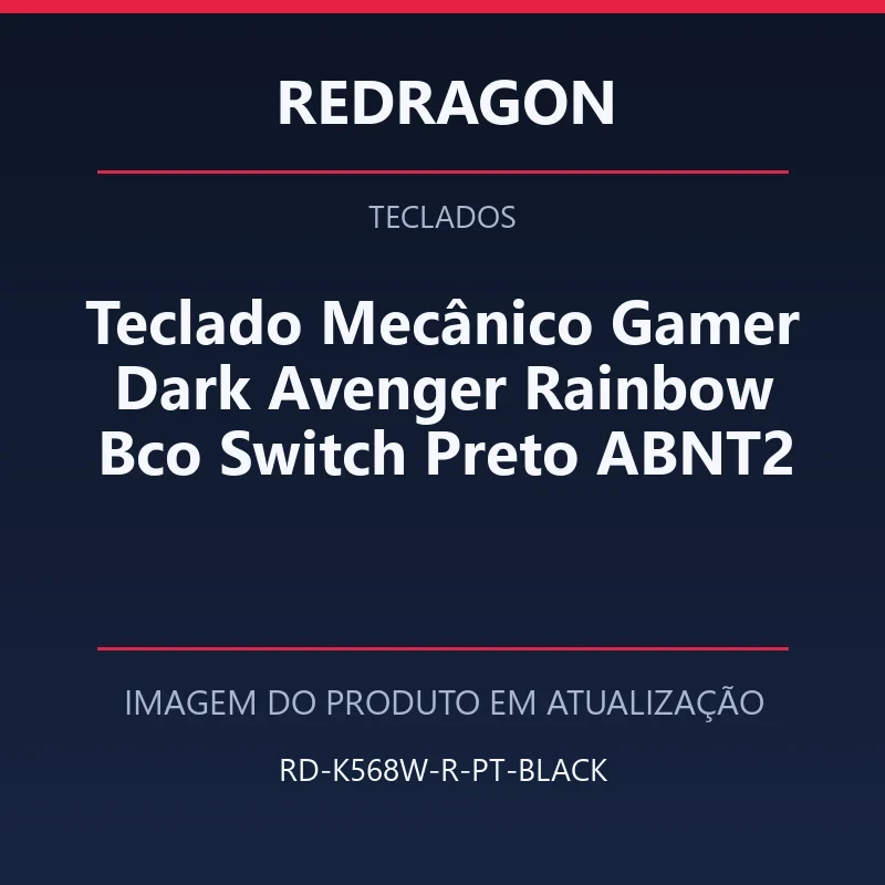 Foto em atualização para Teclado Mecânico Gamer Dark Avenger Rainbow Bco Switch Preto ABNT2