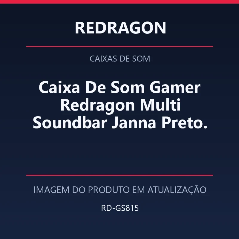 Foto em atualização para Caixa De Som Gamer Redragon Multi Soundbar Janna Preto.