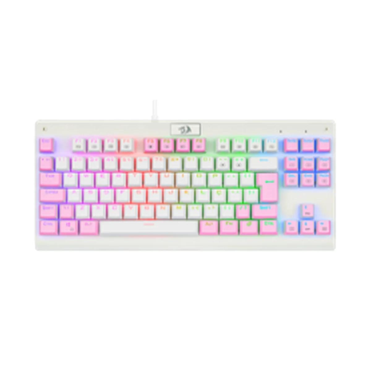 Teclado Mecânico Gamer Dark Avenger RGB Branco E Rosa Switch Azul
