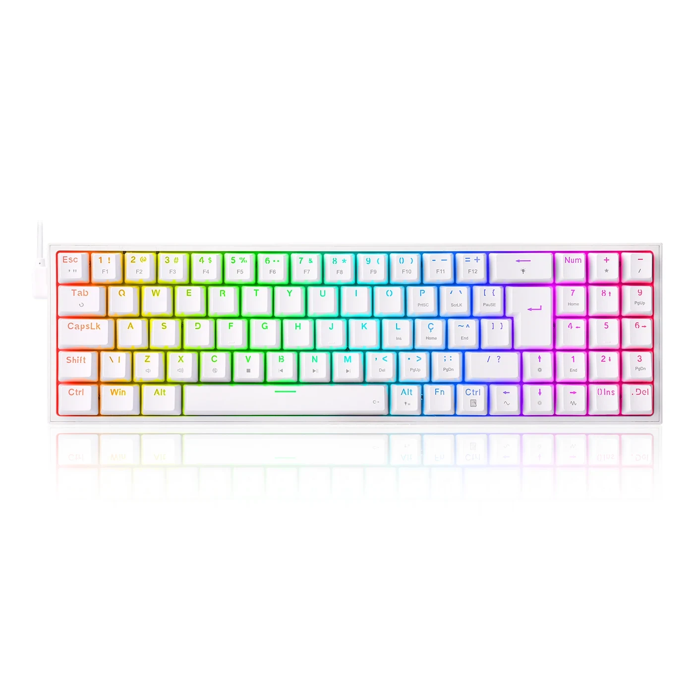 Teclado Mecânico Gamer Pollux RGB Branco Switch Blue