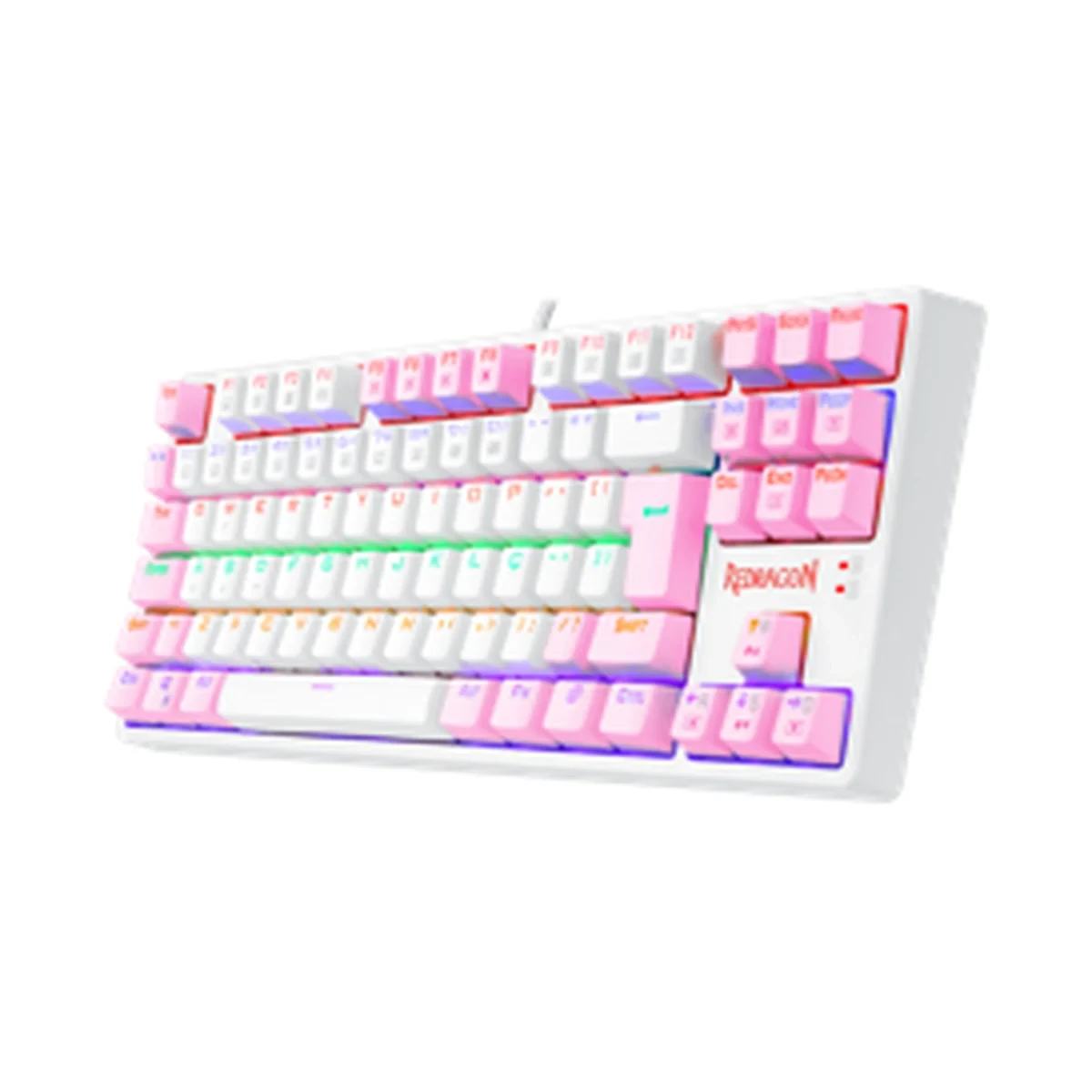 Teclado Gamer Redragon Daksa Branco E Rosa Com Switch Marrom