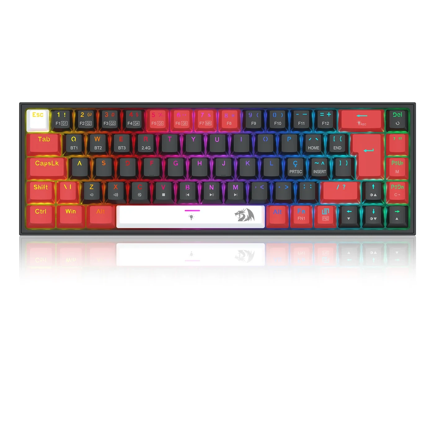 Teclado Mecânico Gamer Redragon Castor PRO RGB Preto E Vermelho Switch Marrom