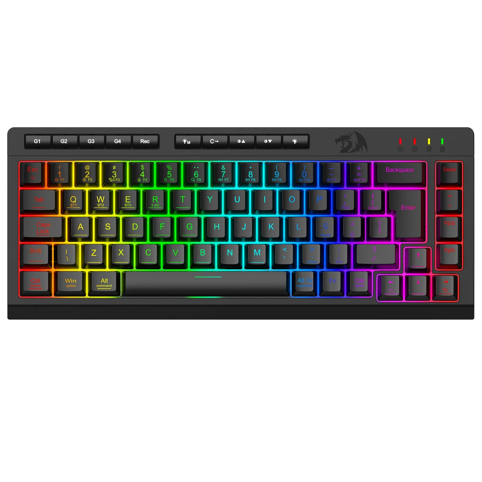 Teclado Membrana Gamer Redragon Crescent PRO 68% 3 Mode Preto S/f - K519RGB-PRO