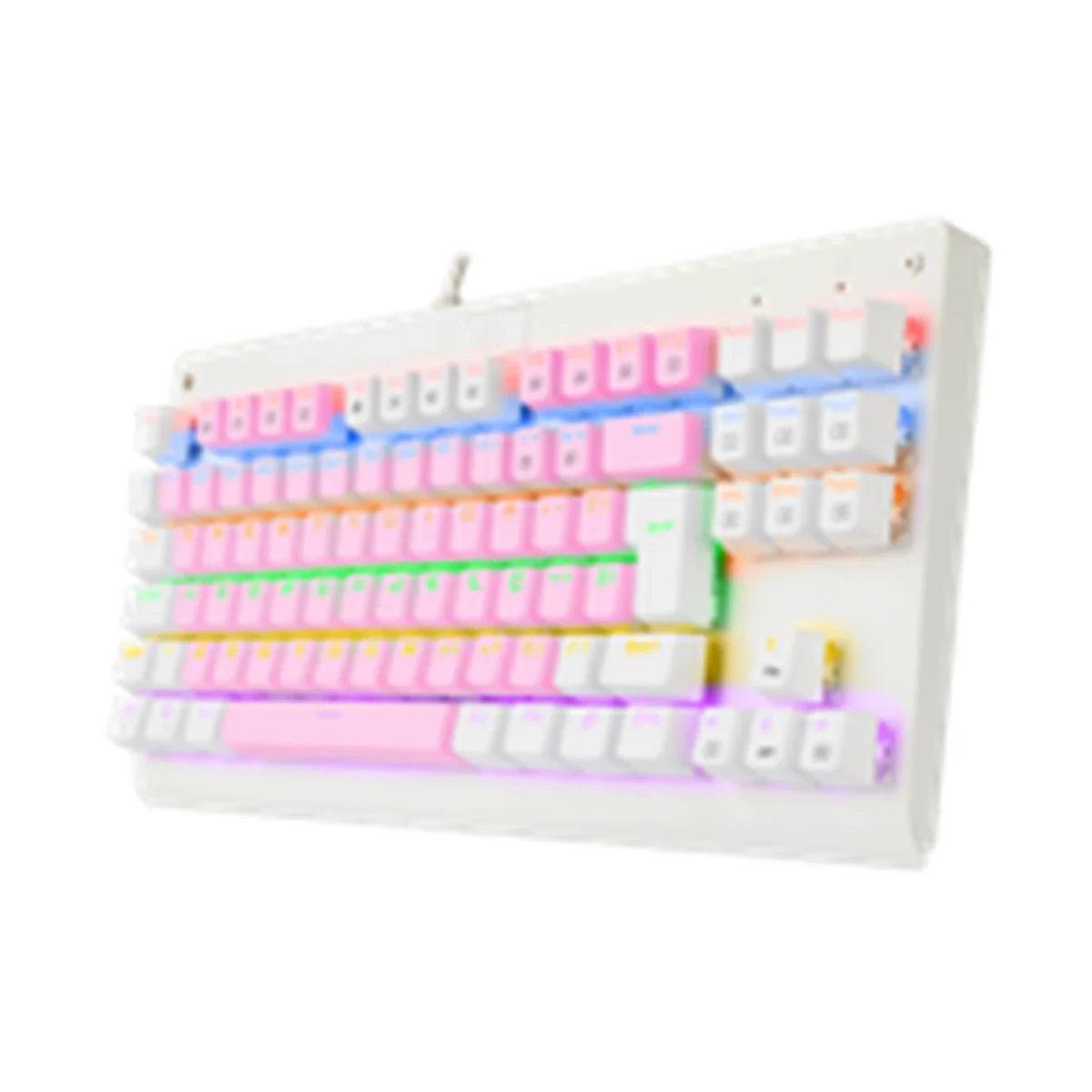 Teclado Mecânico Gamer Dark Avenger Rainbow Rosa Com Branco Switch Marrom ABNT2