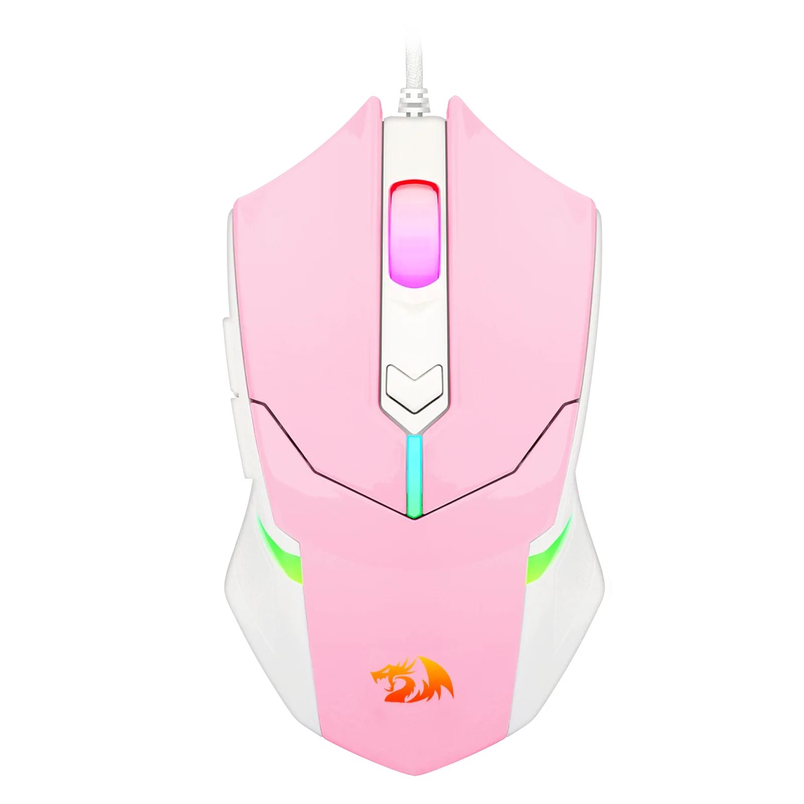 Mouse Gamer Redragon Centrophorus RGB Rosa Com Branco M601PW-RGB