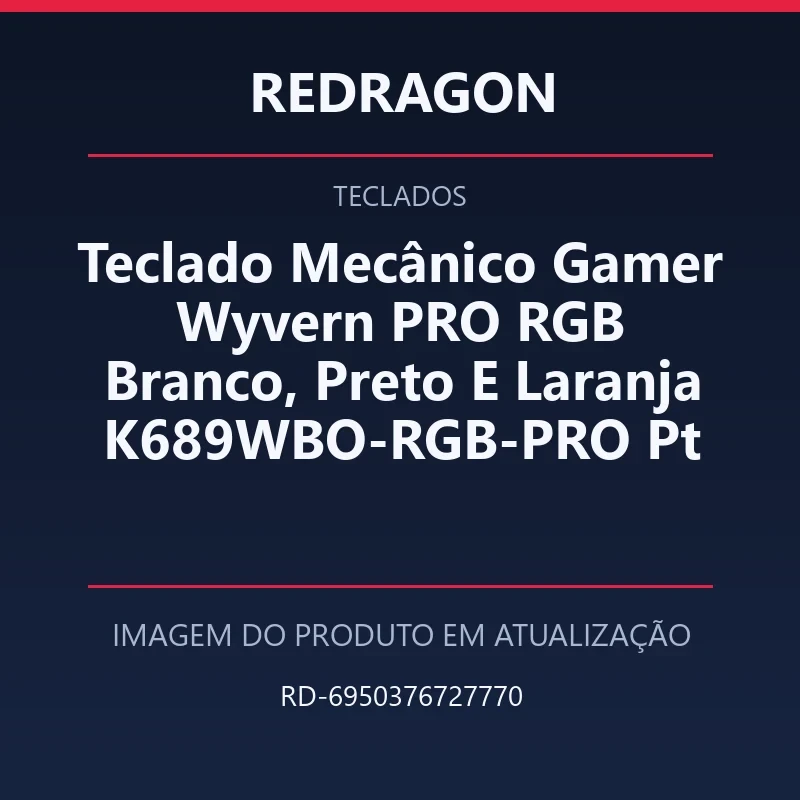 Foto em atualização para Teclado Mecânico Gamer Wyvern PRO RGB Branco, Preto E Laranja K689WBO-RGB-PRO Pt