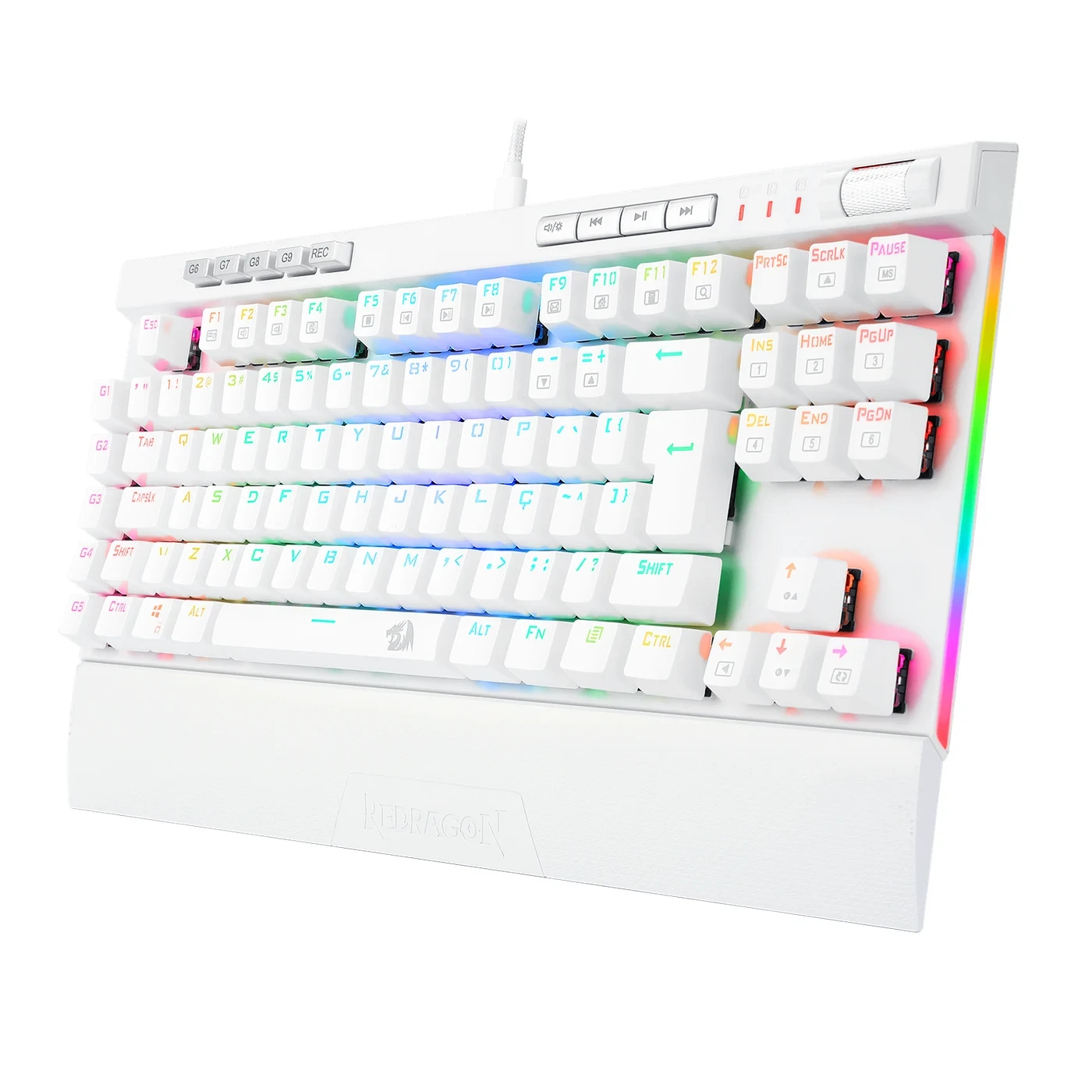 Teclado Óptico Gamer Magic-wand PRO RGB Branco Switch Azul ABNT2