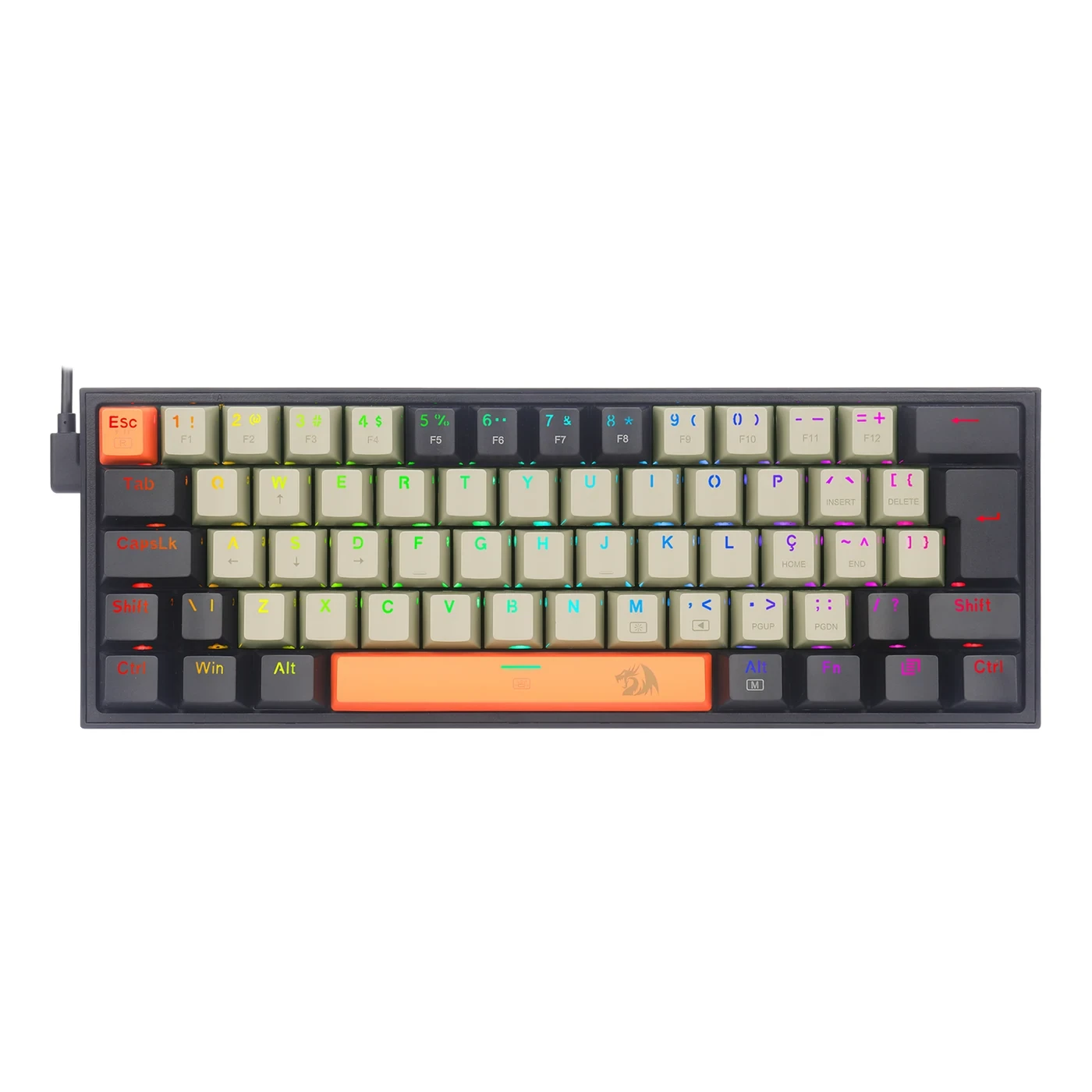 Teclado Mecânico Gamer Fizz RGB Laranja Cinza E Preto Switch Marrom K617RGB-OG Gy Bk (pt-brown)