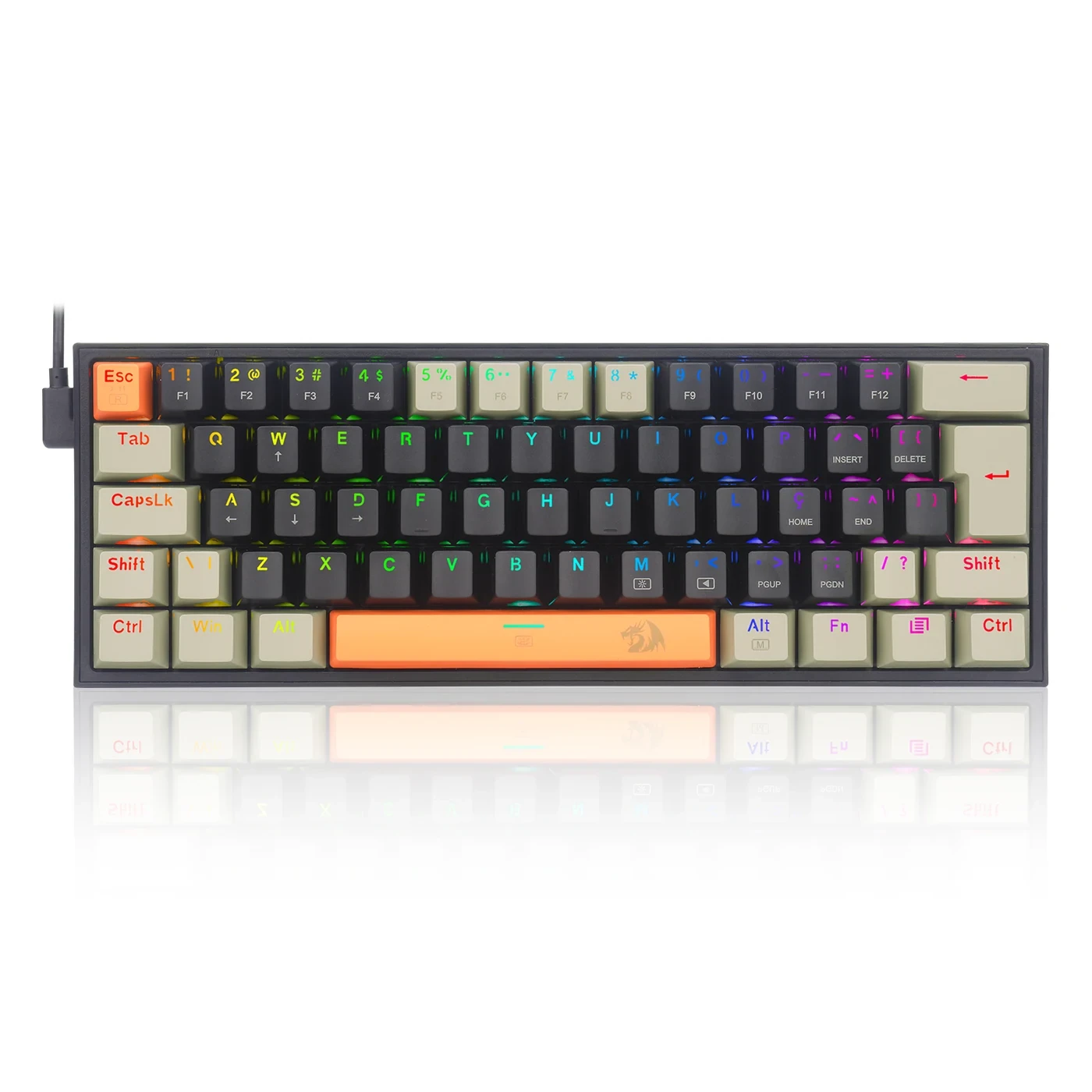 Teclado Mecânico Gamer Fizz RGB Laranja Preto E Cinza Switch Marrom K617RGB-OG Bk Gy (pt-brown)