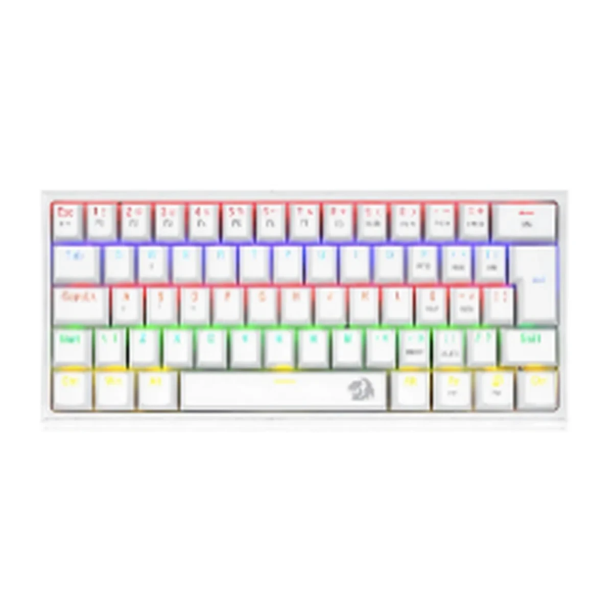Teclado Mecânico Gamer Fizz Rainbow Branco Switch Azul
