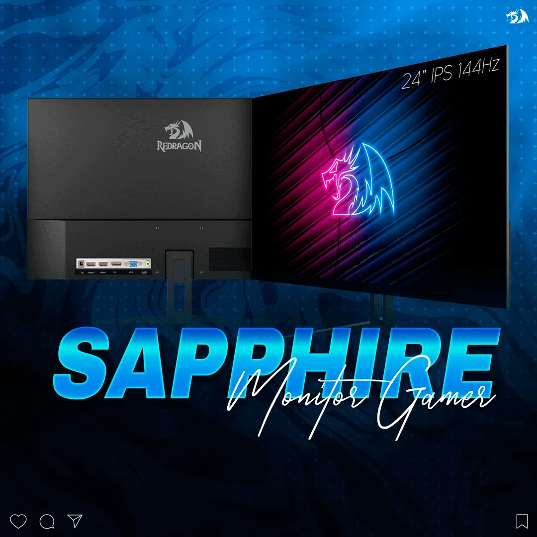 Monitor Gamer Redragon Sapphire 23,8 Pol 144HZ Freesync Dp/vga/hdmi