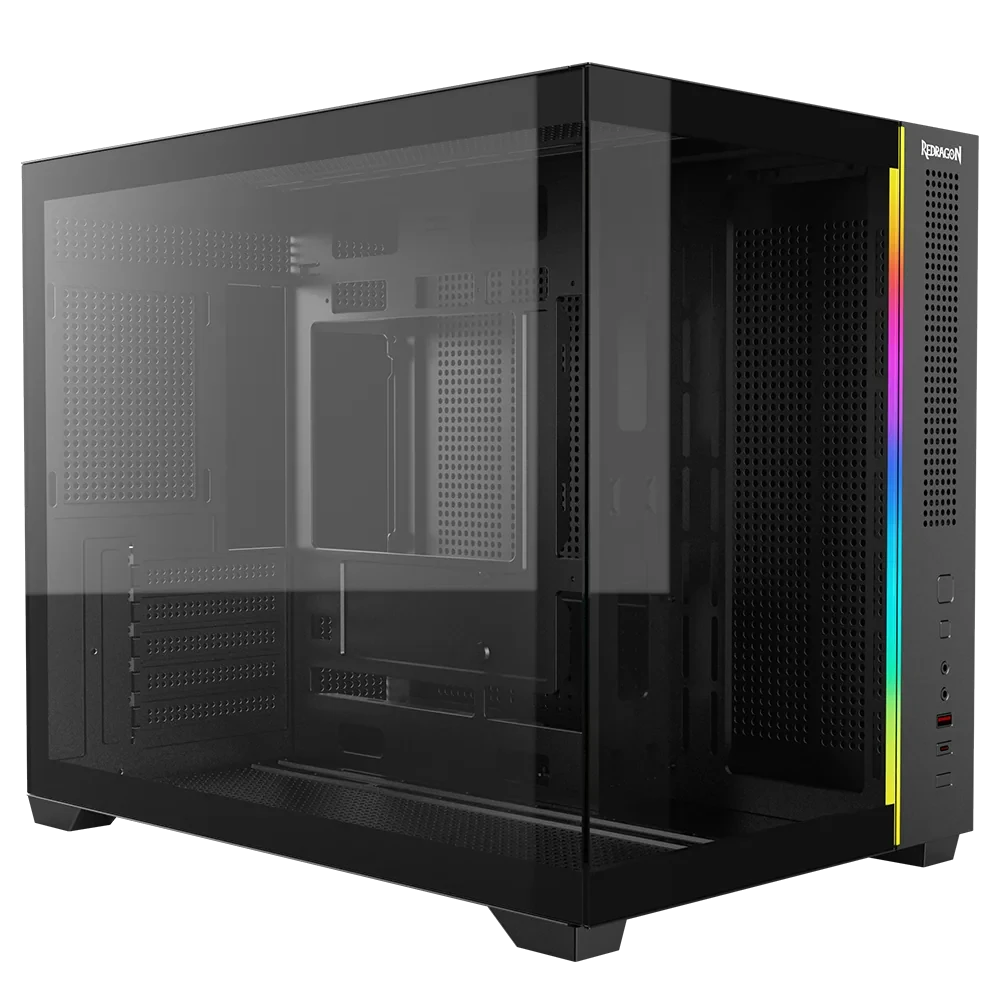 Gabinete Gamer Redragon Wideload Mini Lite RGB Preto Sem Fan CA-611B