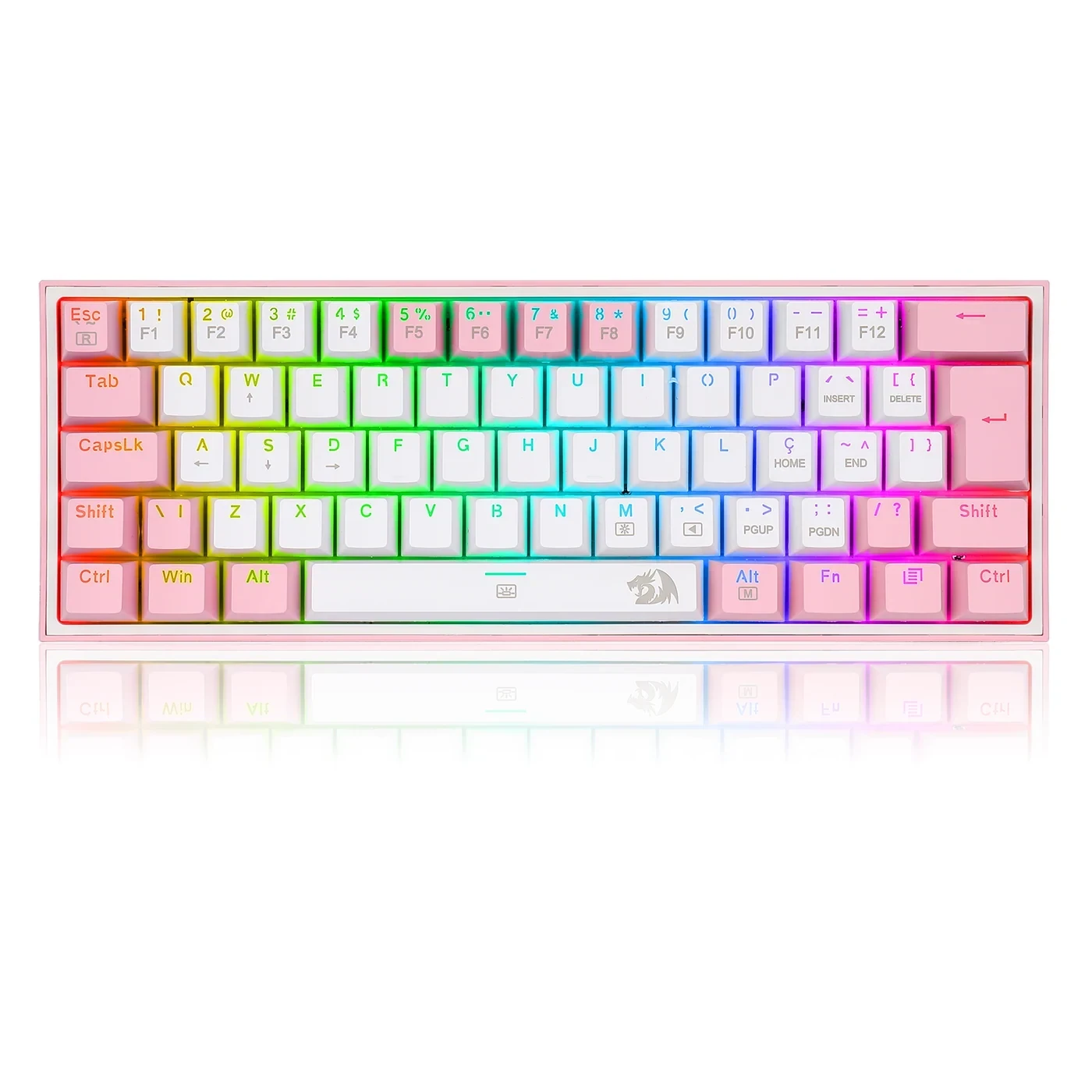 Teclado Mecânico Gamer Fizz RGB Branco E Rosa Switch Azul