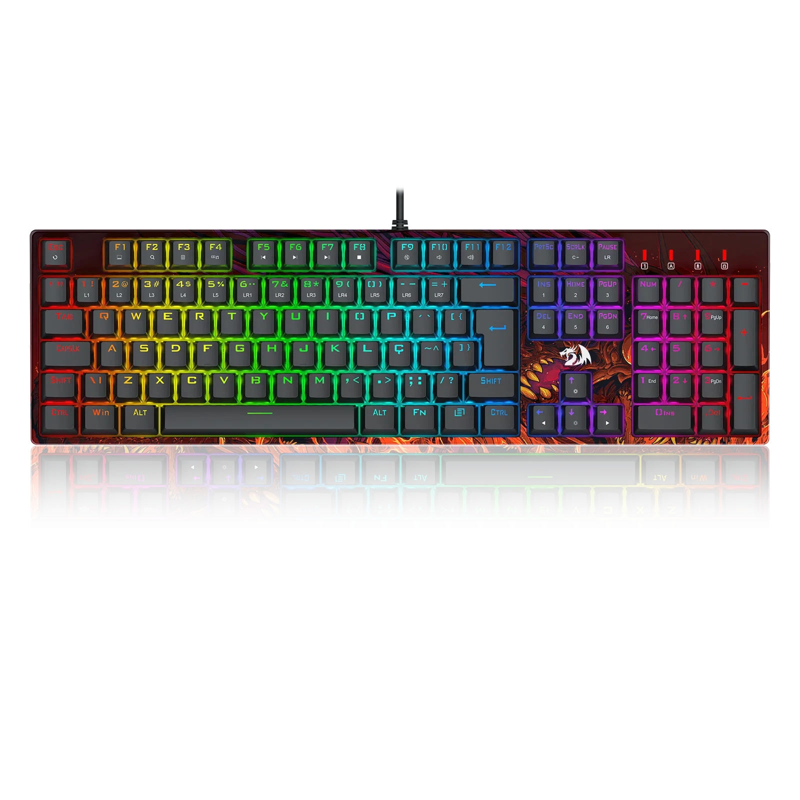 Teclado Mecânico Gamer Infernal Viserion ID582 RGB Dust-proof Brown ID582 V2 (pt-brown)