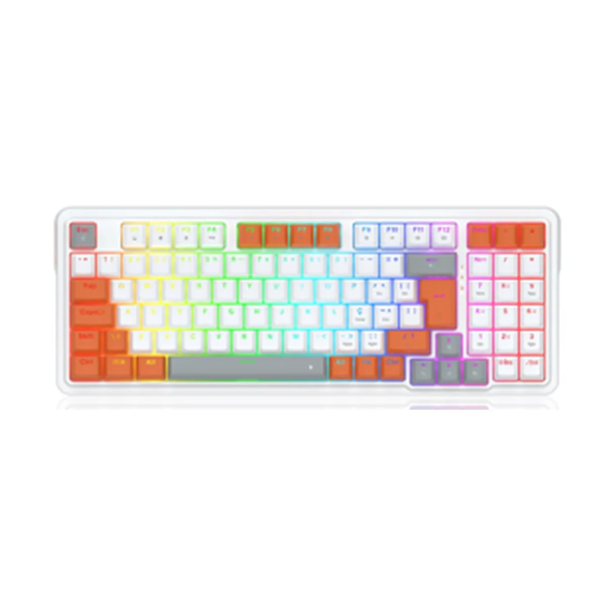 Teclado Mecânico Gamer Gloria RGB Branco Laranja E Cinza Switch Dust-proof Red