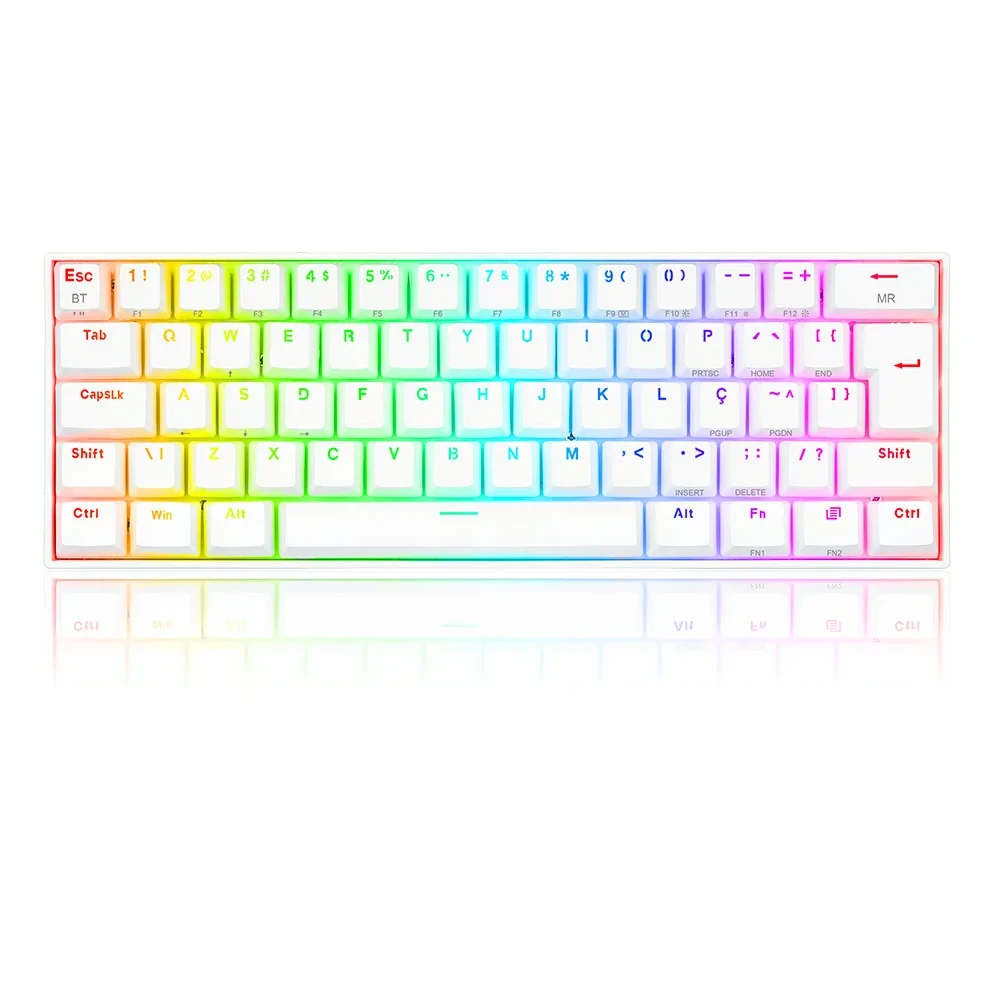 Teclado Mecânico Gamer Draconic PRO RGB Branco Switch Marrom ABNT2 S/f