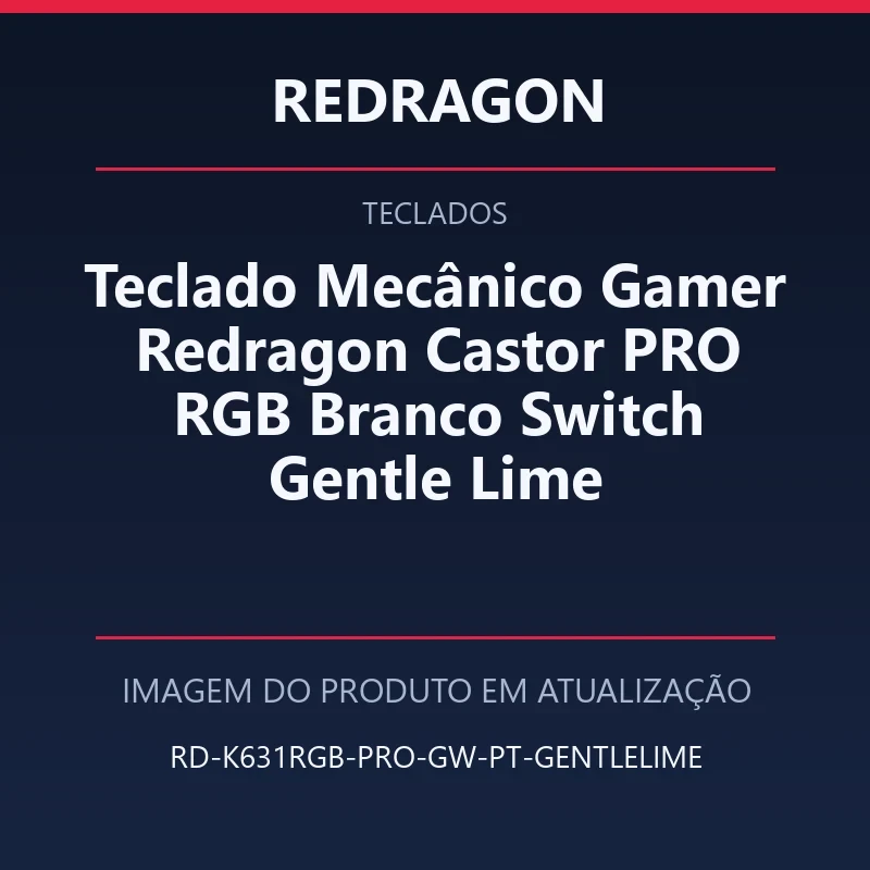 Foto em atualização para Teclado Mecânico Gamer Redragon Castor PRO RGB Branco Switch Gentle Lime