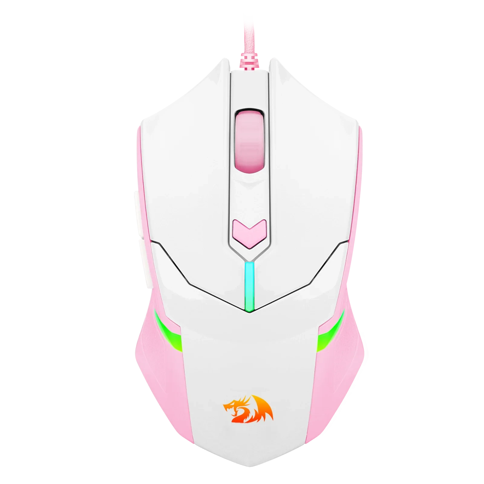 Mouse Gamer Redragon Centrophorus RGB Branco Com Rosa