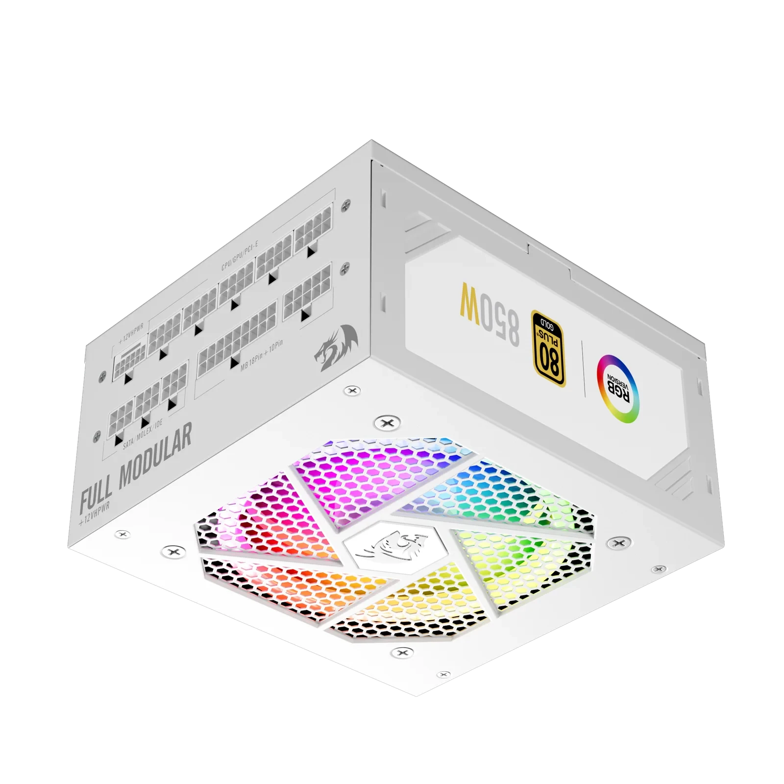 Fonte Redragon 850 Watts RGB 80 Plus Gold Branco GC-PS007W-1 V2