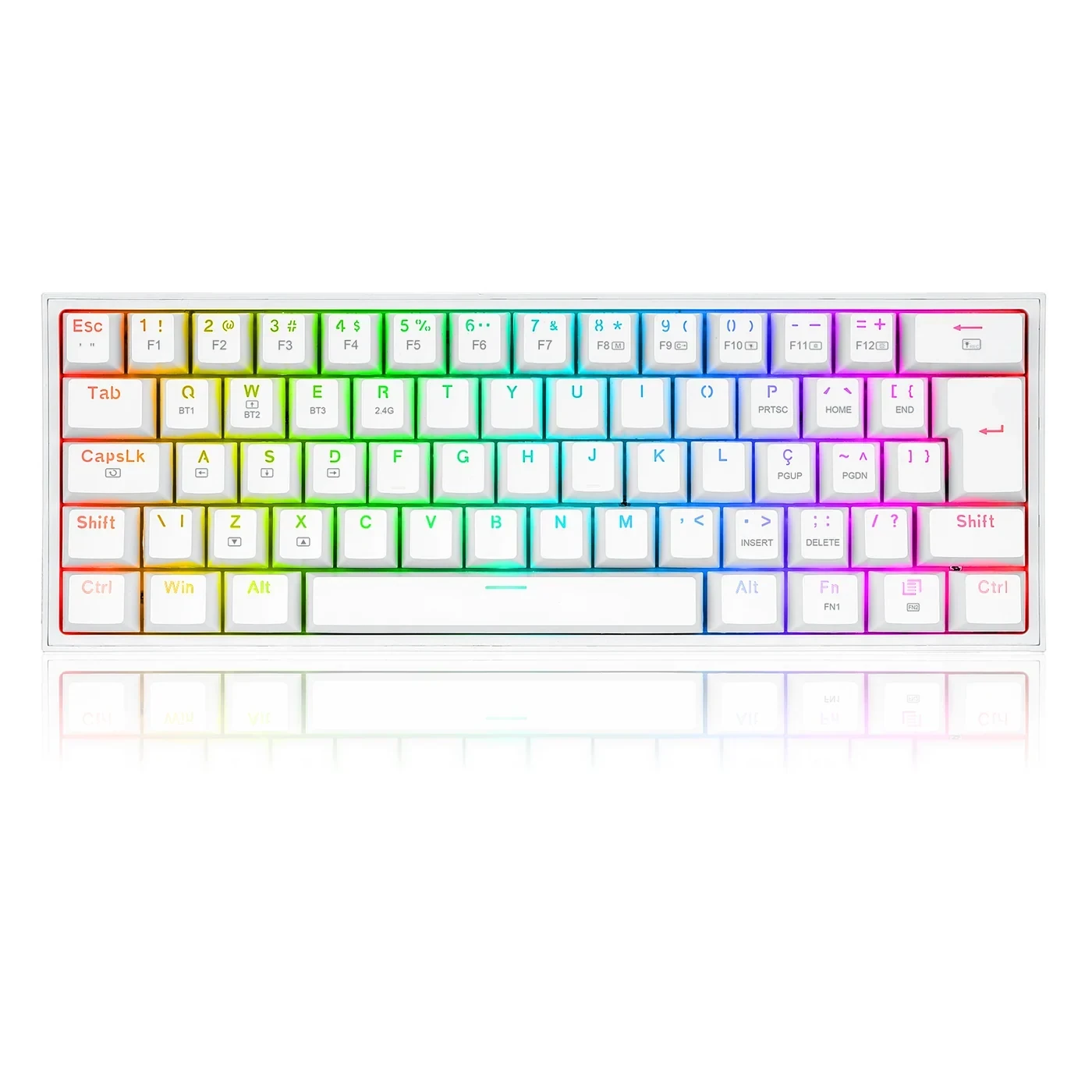 Teclado Mecânico Gamer Fizz PRO RGB Branco Switch Marrom