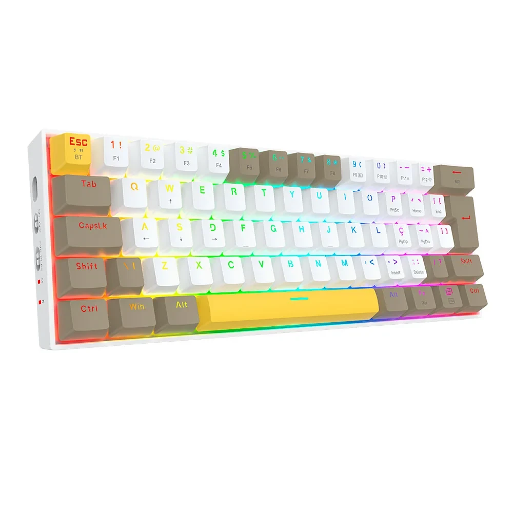 Teclado Mecânico Gamer Draconic PRO RGB Branco, Cinza E Amarelo Switch Marrom S/f - K530-YL&WT&GY-RGB-PTO ( Pt-brown)