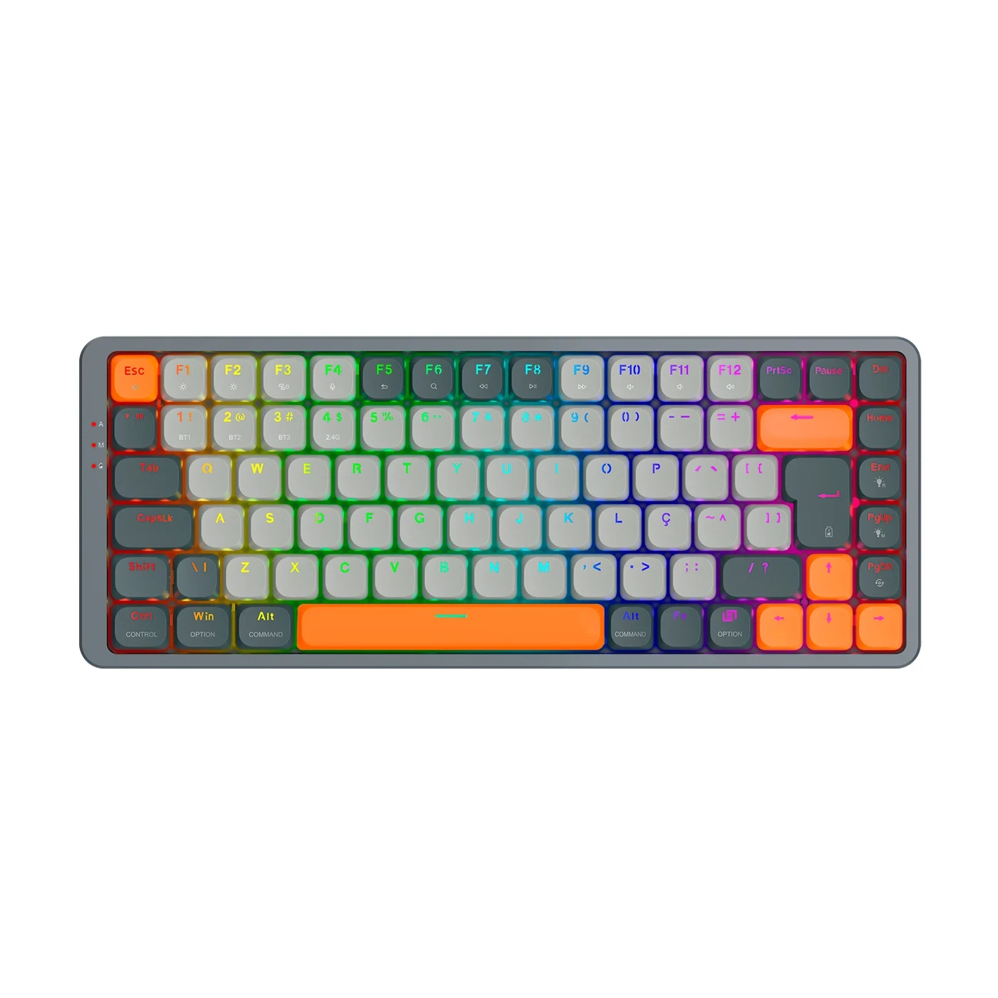Teclado Mecânico Gamer Redragon Azure RGB Preto E Cinza Switch Marrom