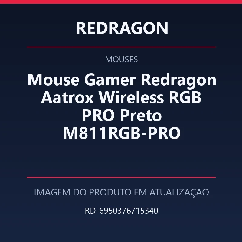Foto em atualização para Mouse Gamer Redragon Aatrox Wireless RGB PRO Preto M811RGB-PRO