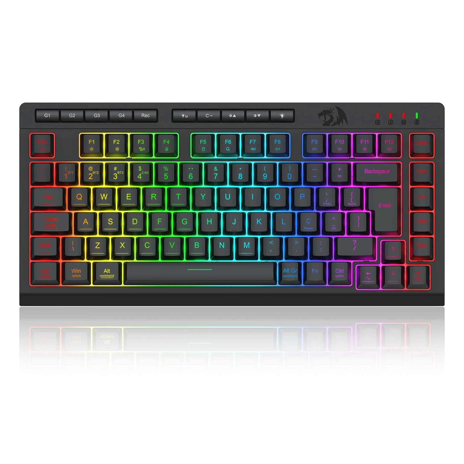 Teclado Membrana Gamer Redragon Crescent PRO 75% 3 Mode Preto S/f - K524RGB-PRO