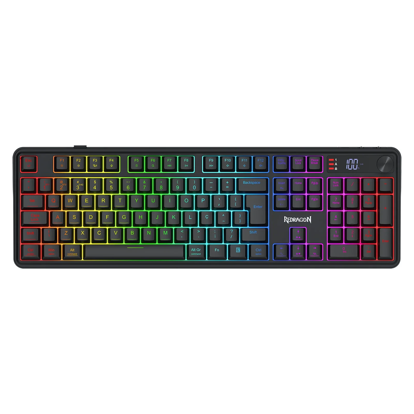Teclado Membrana Redragon Volcano PRO Preto RGB S/f - K526-PRO