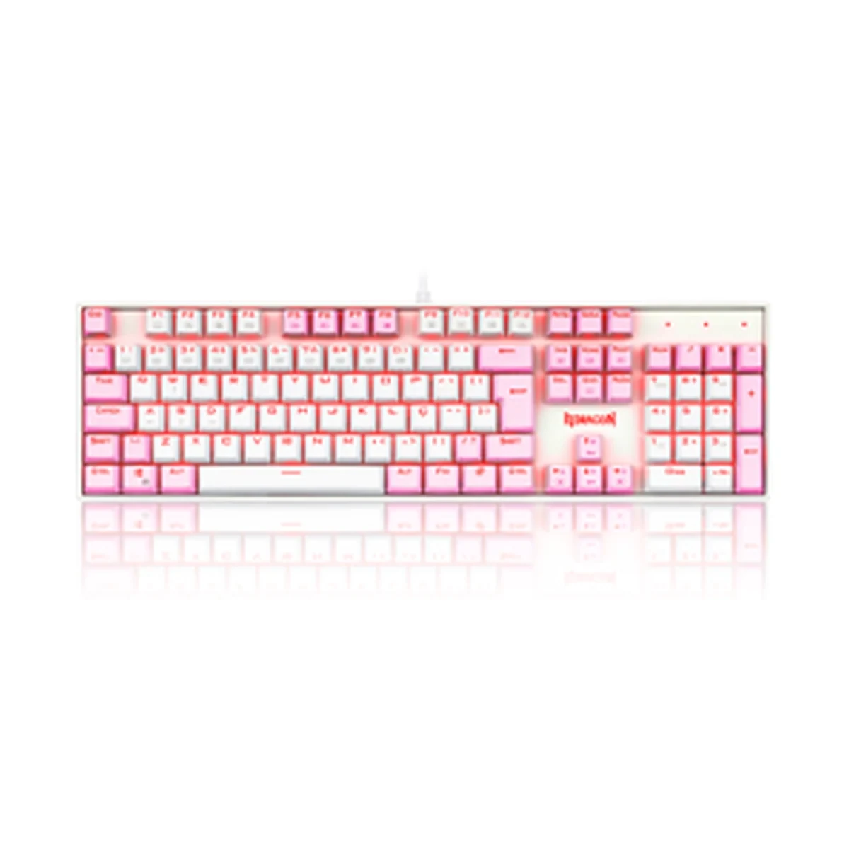 Teclado Mecânico Gamer Single Color Redragon Mitra Branco E Rosa Com Switch Azul